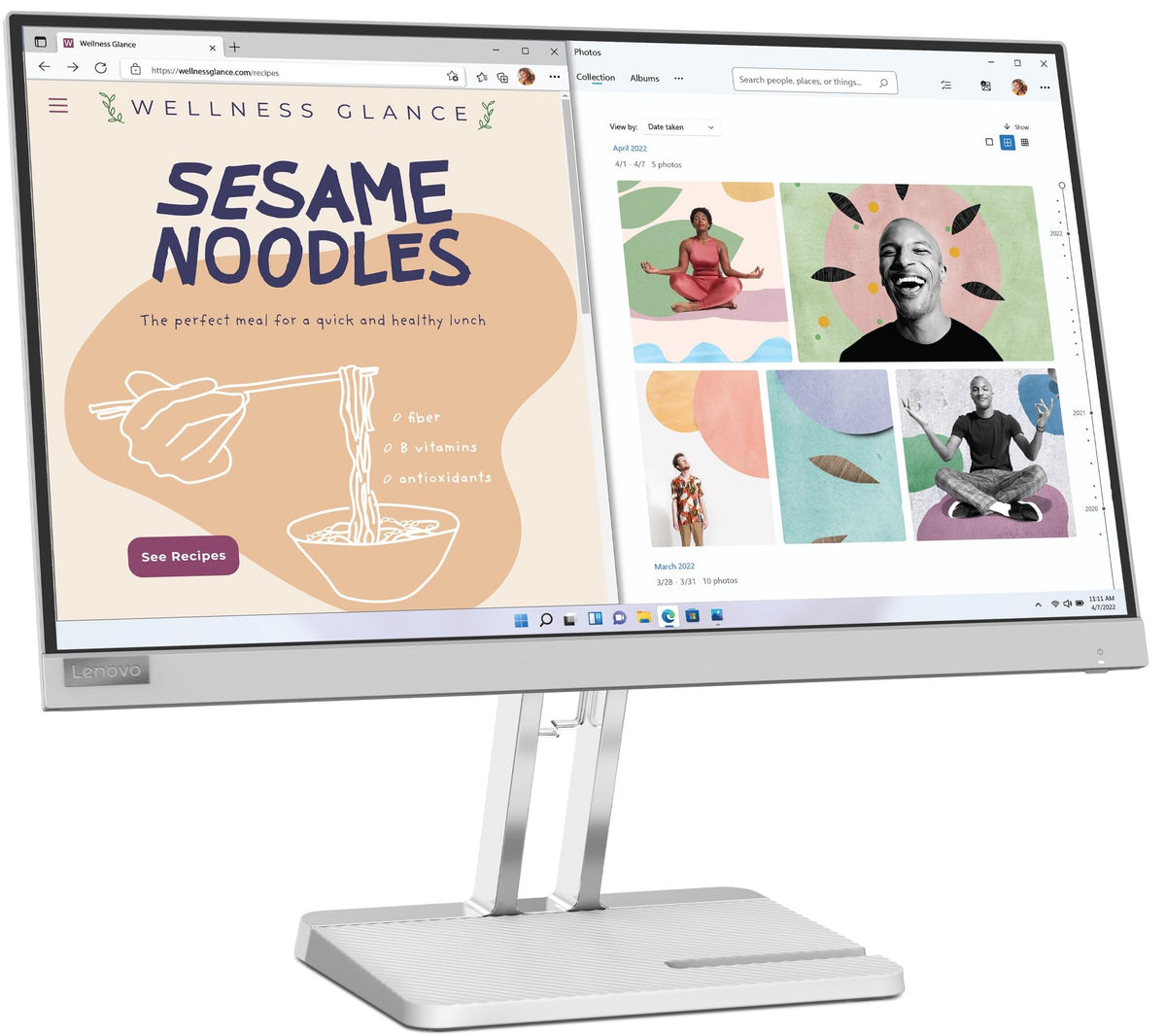 Lenovo L-Series 54.48 cm (21.4inch) | FHD Ultraslim Monitor |16.7Mn Colors, 75Hz, 4ms, AMD FreeSync, HDMI,TUV Eye Comfort & Low Blue Light, Smart Display Customization Artery, Grey, L22e-40 