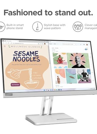 Lenovo L-Series 54.48 cm (21.4inch) | FHD Ultraslim Monitor |16.7Mn Colors, 75Hz, 4ms, AMD FreeSync, HDMI,TUV Eye Comfort & Low Blue Light, Smart Display Customization Artery, Grey, L22e-40 