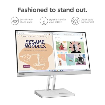 Lenovo L-Series 54.48 cm (21.4inch) | FHD Ultraslim Monitor |16.7Mn Colors, 75Hz, 4ms, AMD FreeSync, HDMI,TUV Eye Comfort & Low Blue Light, Smart Display Customization Artery, Grey, L22e-40 