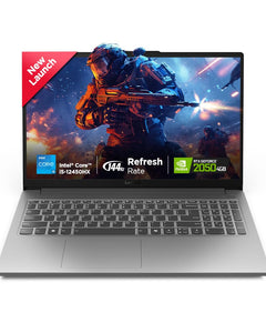 Lenovo LOQ Essential Intel Core i5-12450HX| NVIDIA RTX 2050 4GB (12GB RAM/512GB SSD/144Hz/15.6" (39.6cm)/Windows 11/Office Home 2024/3 Mon. Game Pass/Grey/1.7Kg), 83LK0032IN AI Gaming Laptop 