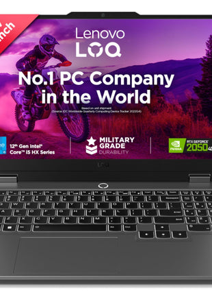Lenovo LOQ, Intel Core i5 12th Gen 12450HX, NVIDIA RTX 2050 4GB, 12GB RAM, 512GB SSD, 15.6"(39.6cm), Windows 11, Office Home 2024, Grey, 2.4Kg, 83GS00LJIN, 100% sRGB, 3 Mon. Game Pass Gaming Laptop 