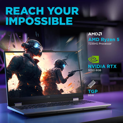 Lenovo LOQ AMD Ryzen 5 7235HS| NVIDIA RTX 3050 6GB (24GB RAM/512GB SSD/144Hz Refresh Rate/15.6" (39.6cm)/Windows 11/Office Home 2024/3 Mon. Game Pass/Grey/2.4Kg), 83JC00K1IN AI Gaming Laptop 