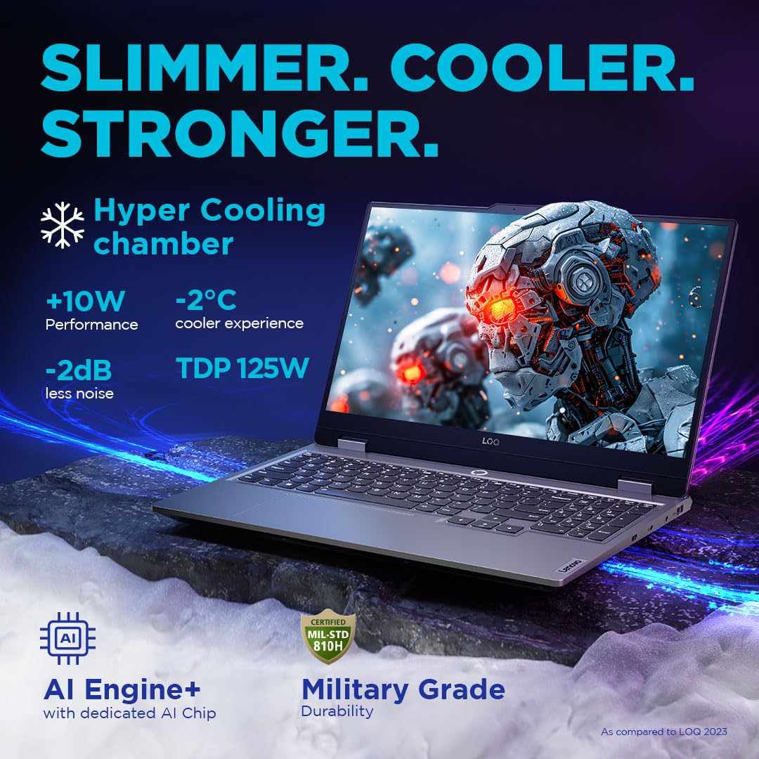Lenovo LOQ AMD Ryzen 5 7235HS| NVIDIA RTX 3050 6GB (24GB RAM/512GB SSD/144Hz Refresh Rate/15.6" (39.6cm)/Windows 11/Office Home 2024/3 Mon. Game Pass/Grey/2.4Kg), 83JC00K1IN AI Gaming Laptop 