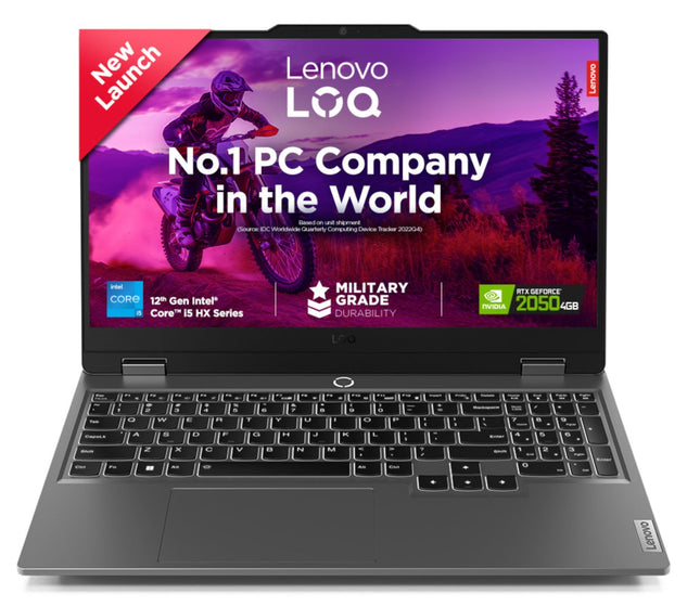 Lenovo LOQ, Intel Core i5 12th Gen 12450HX, NVIDIA RTX 2050 4GB, 12GB RAM, 512GB SSD, 15.6"(39.6cm), Windows 11, Office Home 2024, Grey, 2.4Kg, 83GS00LJIN, 100% sRGB, 3 Mon. Game Pass Gaming Laptop 