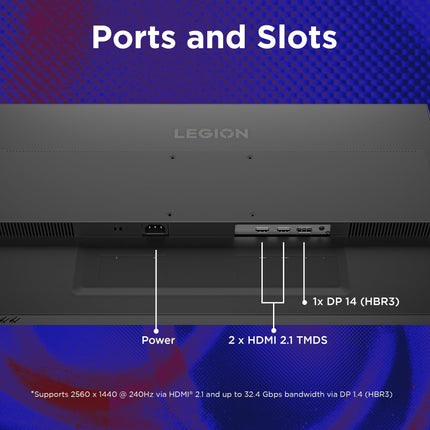 Lenovo Legion 27Q-10 | 27" (68.58cm) QHD IPS 240Hz Gaming Monitor | 0.5ms, AMD FreeSync, NVIDIA G-Sync 99% sRGB, 2xHDMI 2.1 TMDS, 1xDP 1.4| Tilt, Swivel, Pivot, Height Adjust | Black | 68C6GAC4IN 