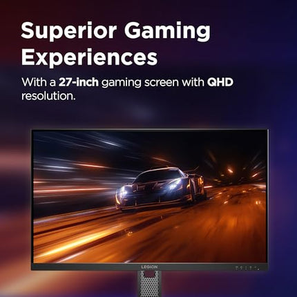 Lenovo Legion 27Q-10 | 27" (68.58cm) QHD IPS 240Hz Gaming Monitor | 0.5ms, AMD FreeSync, NVIDIA G-Sync 99% sRGB, 2xHDMI 2.1 TMDS, 1xDP 1.4| Tilt, Swivel, Pivot, Height Adjust | Black | 68C6GAC4IN 