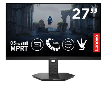 Lenovo Legion 27Q-10 | 27" (68.58cm) QHD IPS 240Hz Gaming Monitor | 0.5ms, AMD FreeSync, NVIDIA G-Sync 99% sRGB, 2xHDMI 2.1 TMDS, 1xDP 1.4| Tilt, Swivel, Pivot, Height Adjust | Black | 68C6GAC4IN 