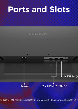 Lenovo Legion 27Q-10 | 27" (68.58cm) QHD IPS 240Hz Gaming Monitor | 0.5ms, AMD FreeSync, NVIDIA G-Sync 99% sRGB, 2xHDMI 2.1 TMDS, 1xDP 1.4| Tilt, Swivel, Pivot, Height Adjust | Black | 68C6GAC4IN 