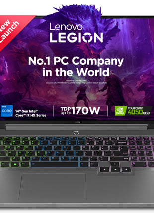 Lenovo Legion 5 Intel Core i7-14650HX 16" (40.64cm) WQXGA IPS 350Nits 165Hz Gaming Laptop (16GB/1TB SSD/Win 11/Office 2021/NVIDIA RTX 4050 6GB/100%sRGB/Alexa/3 Month Game Pass/Grey/2.3Kg), 83DG004RIN 