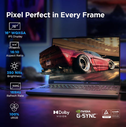 Lenovo Legion 5 Intel Core i7-14650HX 16" (40.64cm) WQXGA IPS 350Nits 165Hz Gaming Laptop (16GB/1TB SSD/Win 11/Office 2021/NVIDIA RTX 4070 8GB/100%sRGB/Alexa/3 Month Game Pass/Grey/2.3Kg), 83DG009DIN 