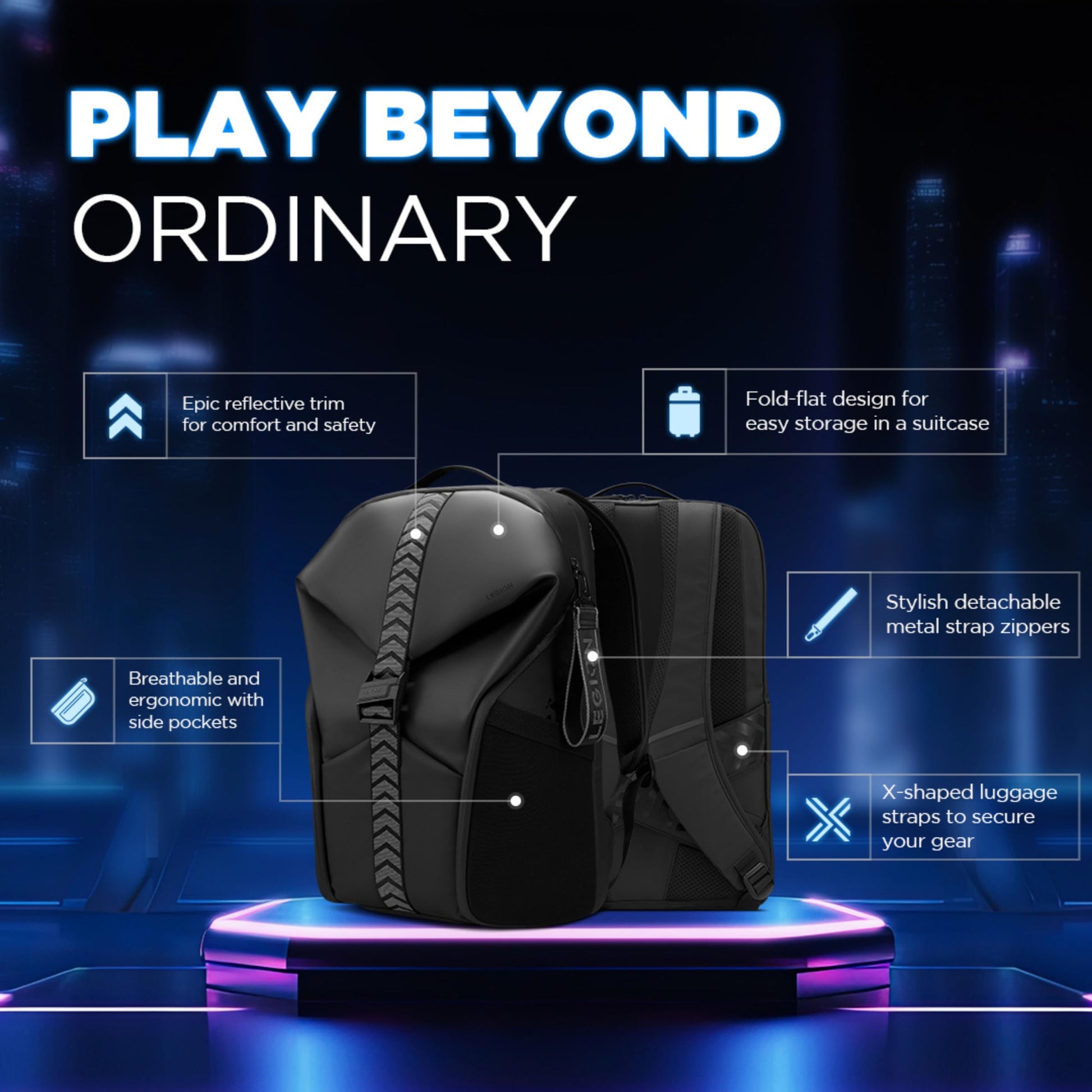 Lenovo Legion 9 Intel Core i9-13980HX 16" (40.64cm) 3.2K Mini LED 1200Nits 165Hz Gaming Laptop (32GB/2TB SSD/NVIDIA RTX 4090 16GB/Black/2.5Kg), 83AG0044IN +GB700 Backpack 