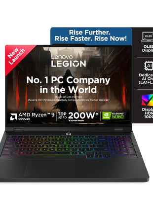 Lenovo Legion Pro 5 2025 AMD Ryzen 9 9955HX | NVIDIA RTX 5060 8GB (32GB RAM/1TB SSD/WQXGA OLED/165Hz/16 (40.6cm)/Windows 11/Office 2024+AI Now/Black/2.3Kg), 83F20037IN AI Powered Gaming Laptop 