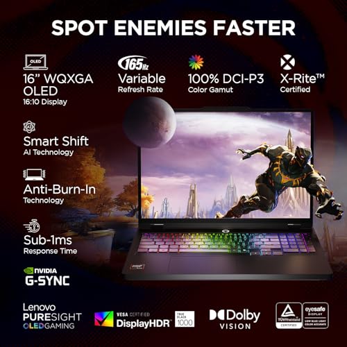 Lenovo Legion Pro 5 2025 AMD Ryzen 9 9955HX | NVIDIA RTX 5060 8GB (32GB RAM/1TB SSD/WQXGA OLED/165Hz/16 (40.6cm)/Windows 11/Office 2024+AI Now/Black/2.3Kg), 83F20037IN AI Powered Gaming Laptop 