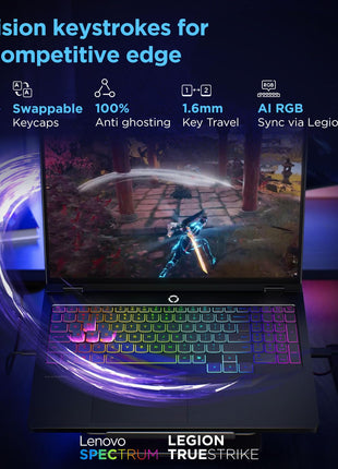 Lenovo Legion Pro 5 2025 Intel Core Ultra 7 255HX | NVIDIA RTX 5060 8GB (32GB RAM/1TB SSD/WQXGA OLED/165Hz/16 (40.6cm)/Windows 11/Office 2024+AI Now/Black/2.4Kg), 83F3007CIN AI Powered Gaming Laptop 