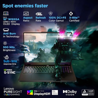 Lenovo Legion Pro 5 2025 Intel Core Ultra 7 255HX | NVIDIA RTX 5060 8GB (32GB RAM/1TB SSD/WQXGA OLED/165Hz/16 (40.6cm)/Windows 11/Office 2024+AI Now/Black/2.4Kg), 83F3007CIN AI Powered Gaming Laptop 