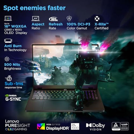Lenovo Legion Pro 5 2025 Intel Core Ultra 7 255HX | NVIDIA RTX 5060 8GB (32GB RAM/1TB SSD/WQXGA OLED/165Hz/16 (40.6cm)/Windows 11/Office 2024+AI Now/Black/2.4Kg), 83F3007CIN AI Powered Gaming Laptop 