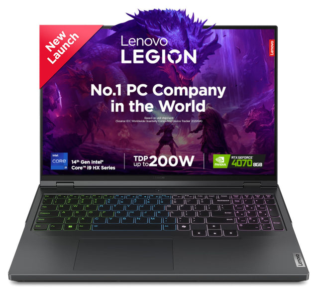 Lenovo Legion Pro 5 Intel Core i9-14900HX 16" (40.64cm) WQXGA IPS 500Nits 240Hz Gaming Laptop (32GB/1TB SSD/Win 11/Office 2021/NVIDIA RTX 4070 8GB/100% DCI-P3/3 Month Game Pass/Grey/2.5Kg), 83DF003PIN 