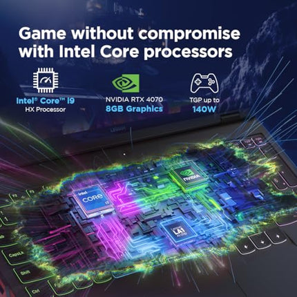 Lenovo Legion Pro 5 Intel Core i9-14900HX 16" (40.64cm) WQXGA IPS 500Nits 240Hz Gaming Laptop (32GB/1TB SSD/Win 11/Office 2021/NVIDIA RTX 4070 8GB/100% DCI-P3/3 Month Game Pass/Grey/2.5Kg), 83DF003PIN 