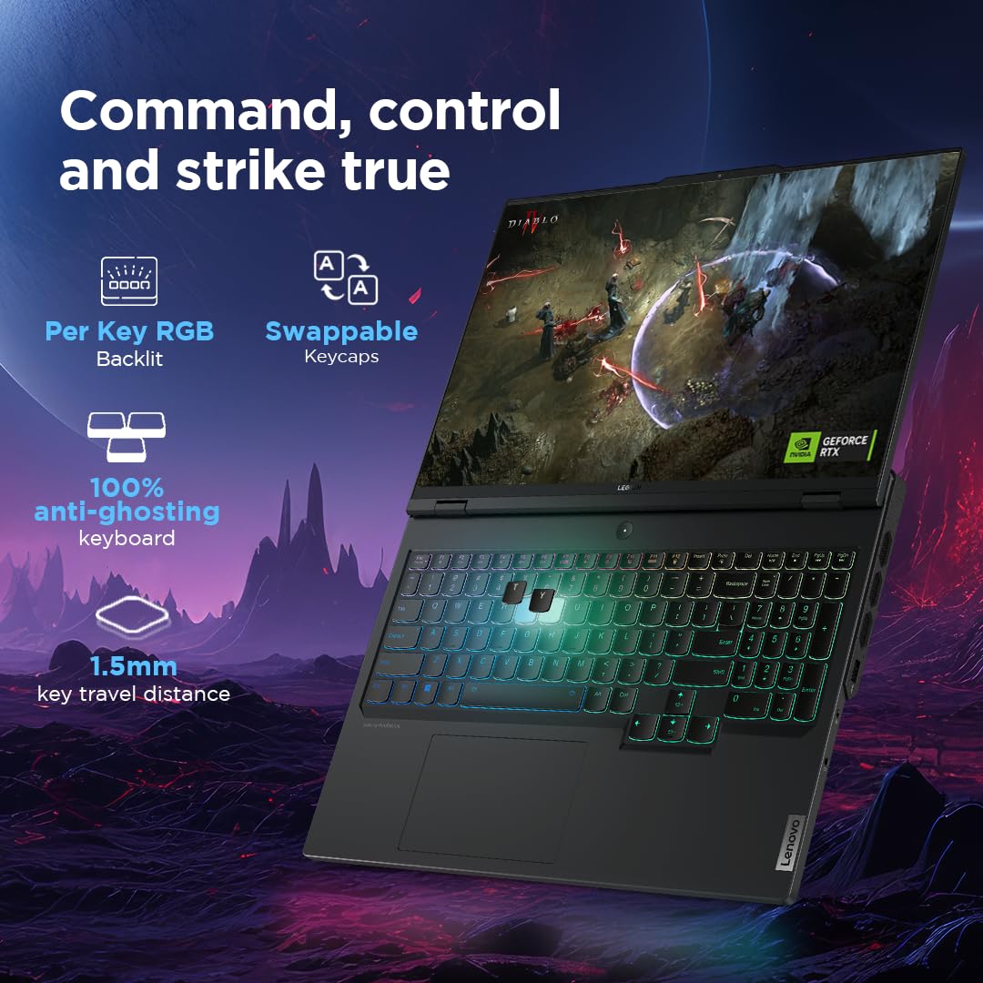 Lenovo Legion Pro 7 Intel Core i9-14900HX 16" (40.6cm) WQXGA IPS 500Nits 240Hz Gaming Laptop (32GB/1TB SSD/Win 11/Office 21/NVIDIA RTX 4080 12GB/100% DCI-P3/3mon Xbox Game Pass/Black/2.6Kg),83DE001HIN 