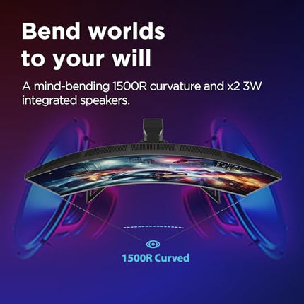 Lenovo Legion-R27qc-30 | 27" (68.5cm) QHD 180Hz Curved Gaming Monitor | 0.5ms, AMD FreeSync, 99%sRGB, 3Wx2Speaker, 2xHDMI 2.1 TMDS, 1xDP 1.4 (HBR3)|Tilt, Swivel, Pivot, Height Adjust|Black| 67C6GAC2IN 