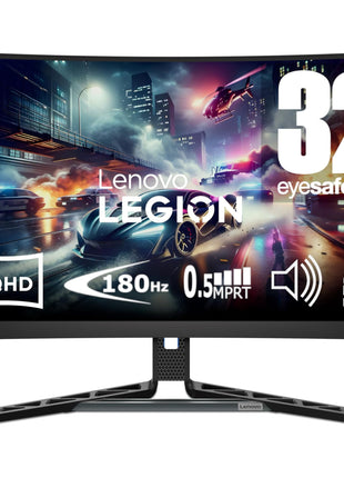 Lenovo Legion-R32qc-30 | 32" (81.2cm) QHD 180Hz Curved Gaming Monitor | 0.5ms, AMD FreeSync, 99% sRGB, 3Wx2Speaker, 2xHDMI 2.1 TMDS, 1xDP 1.4| Tilt, Swivel, Pivot, Height Adjust | Black | 67C8GAC1IN 