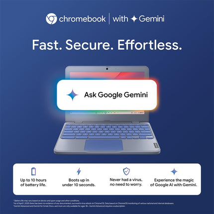 Lenovo {SmartChoice)Chromebook Intel Celeron N4500 (4GB RAM/64GB eMMC 5.1/11.6 Inch (29.46cm)/HD Display/2Wx2 Stereo Speakers/HD Camera/Chrome OS/Blue/1.21Kg), 82UY0014HA 