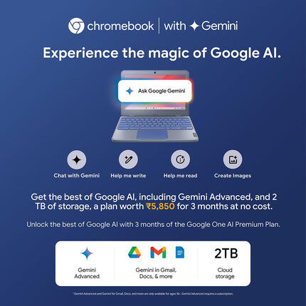 Lenovo {SmartChoice)Chromebook Intel Celeron N4500 (4GB RAM/64GB eMMC 5.1/11.6 Inch (29.46cm)/HD Display/2Wx2 Stereo Speakers/HD Camera/Chrome OS/Blue/1.21Kg), 82UY0014HA 