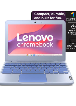 Lenovo {SmartChoice)Chromebook Intel Celeron N4500 (4GB RAM/64GB eMMC 5.1/11.6 Inch (29.46cm)/HD Display/2Wx2 Stereo Speakers/HD Camera/Chrome OS/Blue/1.21Kg), 82UY0014HA 