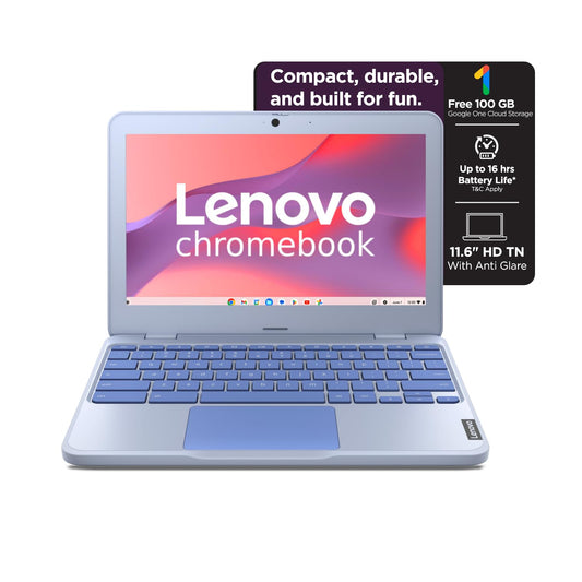 Lenovo {SmartChoice)Chromebook Intel Celeron N4500 (4GB RAM/64GB eMMC 5.1/11.6 Inch (29.46cm)/HD Display/2Wx2 Stereo Speakers/HD Camera/Chrome OS/Blue/1.21Kg), 82UY0014HA 