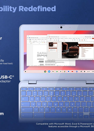Lenovo {SmartChoice)Chromebook Intel Celeron N4500 (4GB RAM/64GB eMMC 5.1/11.6 Inch (29.46cm)/HD Display/2Wx2 Stereo Speakers/HD Camera/Chrome OS/Blue/1.21Kg), 82UY0014HA 