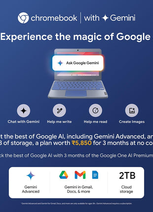 Lenovo {SmartChoice)Chromebook Intel Celeron N4500 (4GB RAM/64GB eMMC 5.1/11.6 Inch (29.46cm)/HD Display/2Wx2 Stereo Speakers/HD Camera/Chrome OS/Blue/1.21Kg), 82UY0014HA 