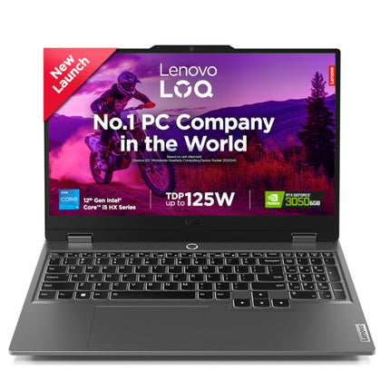 Lenovo Smartchoice LOQ, Intel Core i5-12450HX, 12th Gen, RTX 3050-6GB, 16GB RAM, 512GB SSD, FHD 144Hz 300Nits, 15.6"/39.6cm, Windows 11, MS Office 21, Grey, 2.4Kg, 83GS003UIN, Gaming Laptop 