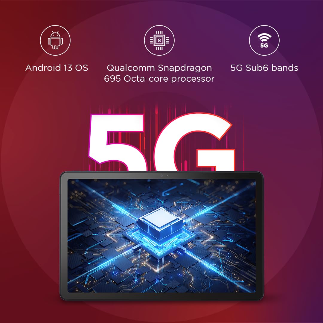 Lenovo Tab M10 5G |10.6 inch (26.9cm)| 6 GB, 128 GB Expandable|Wi-Fi+ 5G | 90 Hz, 2K Display (2000x1200)|Dual Speakers with Dolby Atmos |Android 13 | Octa-Core Processor (Abyss Blue, ZACT0030IN) 
