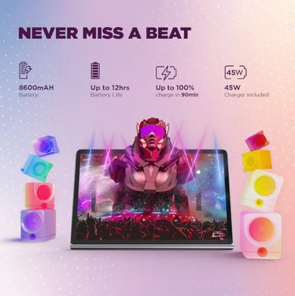 Lenovo Tab Plus with Octa JBL Hi-Fi Speakers| 8 GB RAM, 128 GB ROM| 11.5 Inch, 2K, 90 Hz Refresh| Wi-Fi Tablet| Android 14| 45 W Fast Charger| Built-in Kickstand| Color: Luna Grey 