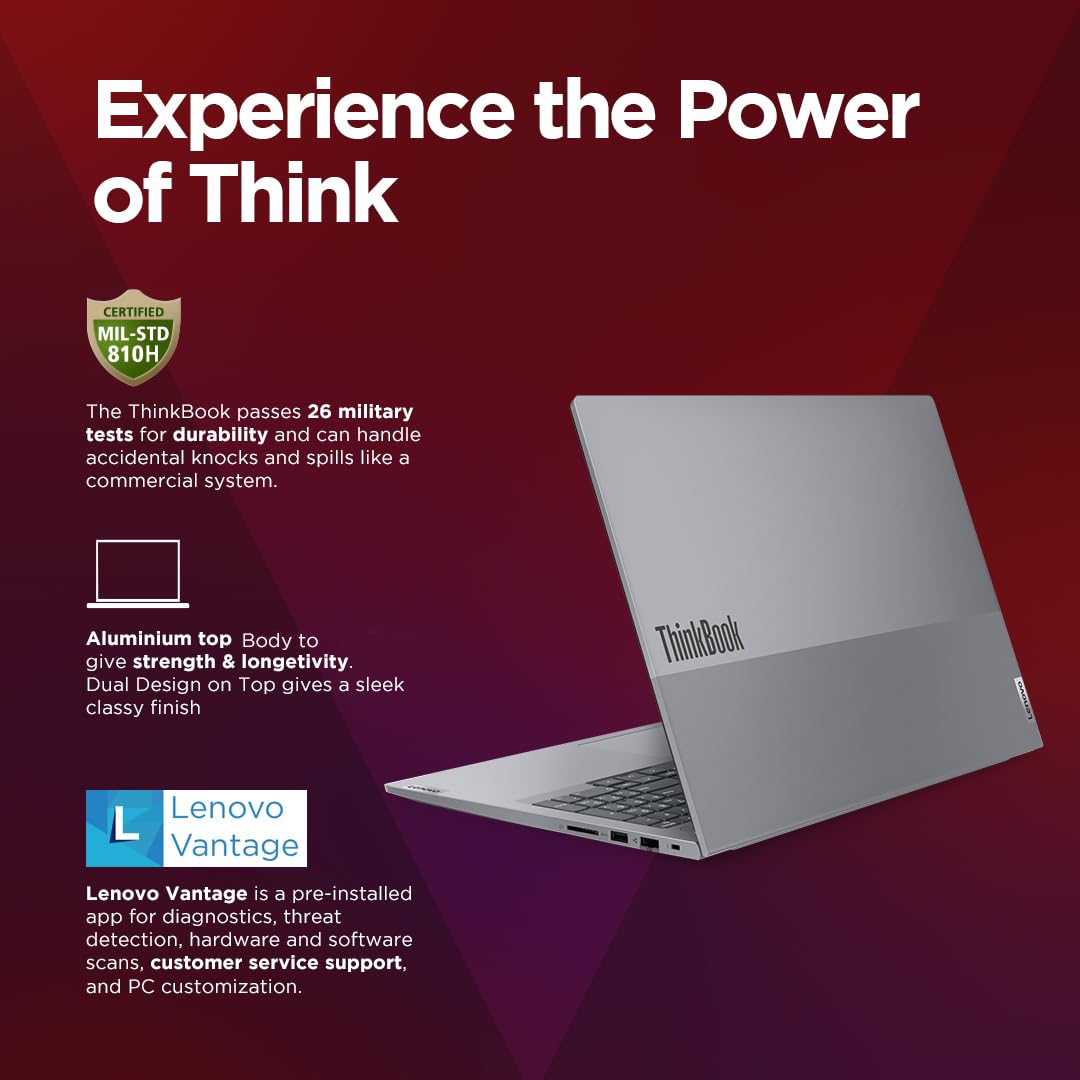 Lenovo Thinkbook 16 AMD Ryzen 7 16" WUXGA IPS Antiglare 300 NITS Thin and Light Laptop (16GB Ram/512GB SSD/Windows 11 Home/Fpr/Office 2021/Arctic Grey/1 Year Onsite/1.7 Kg), 21KKA0G1IN 