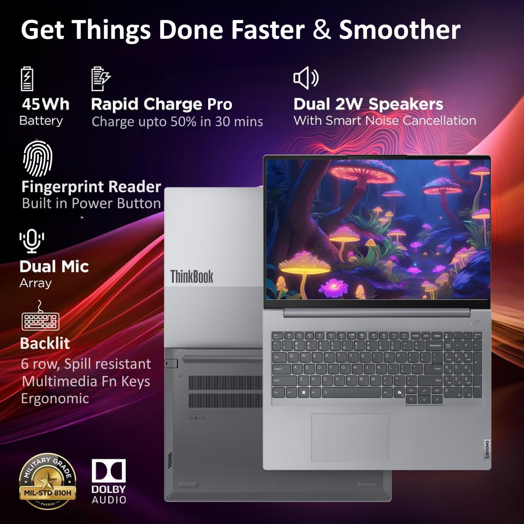 Lenovo ThinkBook 16 Silver Ryzen 5 7535HS Backlit Keyboard 