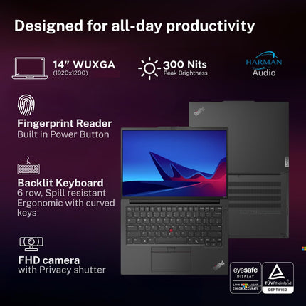 Lenovo ThinkPad E14 AI PC Intel Core Ultra 5 125U | Copilot Key | 16GB RAM | 512GB SSD | 14” WUXGA IPS 300 Nits | Win 11 + Office 2024 | Backlit | Fingerprint | 1.42 kg | 1Y Onsite | Black –21M7S0SJ00 