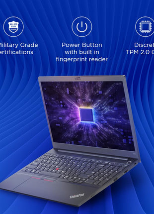 Lenovo ThinkPad E15 Intel Core i5 12th Gen 15.6" (39.62cm) FHD 250 Nits Thin and Light Laptop (8GB RAM/512GB SSD/Windows 11 Home/Backlit/FPR/Black/1.7 kg), 21E6S05B00 