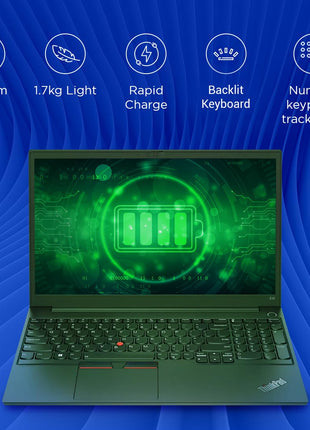 Lenovo ThinkPad E15 Intel Core i5 12th Gen 15.6" (39.62cm) FHD 250 Nits Thin and Light Laptop (8GB RAM/512GB SSD/Windows 11 Home/Backlit/FPR/Black/1.7 kg), 21E6S05B00 