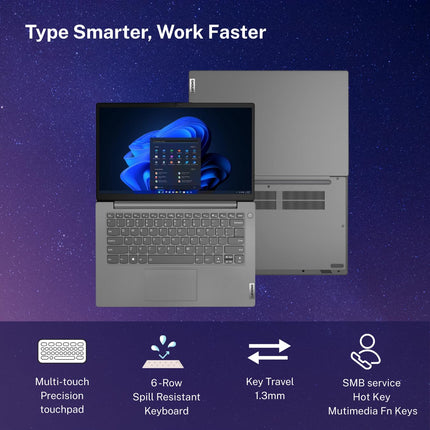 Lenovo V14 Intel Core i5 13th Gen 14" FHD (1920x1080) Antiglare 250 Nits Thin and Light Laptop (16GB RAM/512GB SSD/Windows 11 Home/Office 2024/Iron Grey/1.43 kg), 83A0A0PTIN 