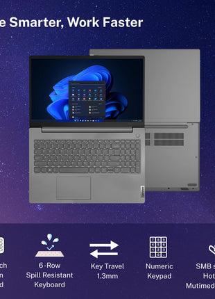 Lenovo V15 Intel Core i3 13th Gen (16GB RAM/512GB SSD/Windows 11 Home/Office 2024/Iron Grey) 15.6" FHD (1920x1080) Antiglare 250 Nits Thin & Light Laptop/1Y Onsite/1.65 kg, 83CCA08KIN 