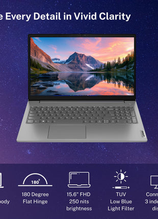 Lenovo V15 Intel Core i3 13th Gen (16GB RAM/512GB SSD/Windows 11 Home/Office 2024/Iron Grey) 15.6" FHD (1920x1080) Antiglare 250 Nits Thin & Light Laptop/1Y Onsite/1.65 kg, 83CCA08KIN 
