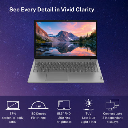Lenovo V15 Intel Core i3 13th Gen (16GB RAM/512GB SSD/Windows 11 Home/Office 2024/Iron Grey) 15.6" FHD (1920x1080) Antiglare 250 Nits Thin & Light Laptop/1Y Onsite/1.65 kg, 83CCA08KIN 