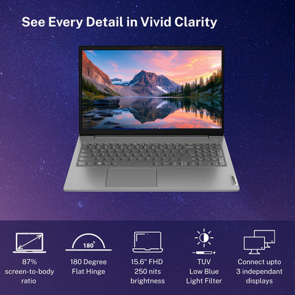 Lenovo V15 Intel Core i3 13th Gen (16GB RAM/512GB SSD/Windows 11 Home/Office 2024/Iron Grey) 15.6" FHD (1920x1080) Antiglare 250 Nits Thin & Light Laptop/1Y Onsite/1.65 kg, 83CCA08KIN 