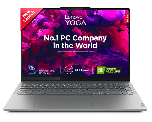 Lenovo Yoga Pro 9 Intel Evo Core Ultra 9 185H Built-in AI 16"(40.6cm) 3.2K IPS 165Hz Touchscreen Laptop (32GB/1TB SSD/NVIDIA RTX 4050 6GB/Win11/MSO 21/5.0MP+IR Cam/3 Mon GamePass/Grey/2Kg), 83DN004VIN 