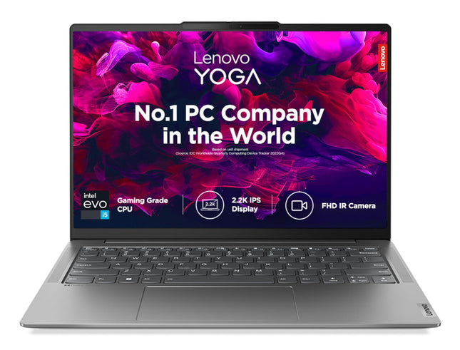 Lenovo Yoga Slim 6 12th Gen Intel Evo Core i5 1240P 14"(35.5cm) 2.2K 300Nit Laptop (16GB/512GB SSD/60Hz Refresh/Win 11/Office 21/Backlit KB/1Yr Warranty/Alexa/3 Month Game Pass/Grey/1.3Kg), 82WU0095IN 