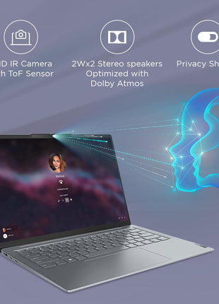 Lenovo Yoga Slim 6 Intel Core i7 13700H 14"(35.5cm)WUXGA OLED 400Nit Laptop(16GB/512GB SSD/60Hz Refresh/Win 11/Office 2021/Backlit KB/1Yr Warranty/Alexa/3 month Game Pass/Storm Grey/1.35Kg),83E00007IN 