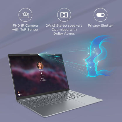 Lenovo Yoga Slim 6 Intel Core i7 13700H 14"(35.5cm)WUXGA OLED 400Nit Laptop(16GB/512GB SSD/60Hz Refresh/Win 11/Office 2021/Backlit KB/1Yr Warranty/Alexa/3 month Game Pass/Storm Grey/1.35Kg),83E00007IN 