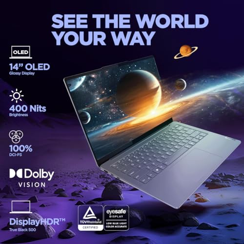 Lenovo Yoga Slim 7 2025 Intel Core Ultra 7 155H 14"(35.5cm) WUXGA-OLED 400Nits Laptop (16GB RAM/512GB SSD/AI PC/2Wx4 Speakers/Windows 11/Office Home 2024/1Yr ADP Free/Grey/1.39Kg), 83CV009XIN 