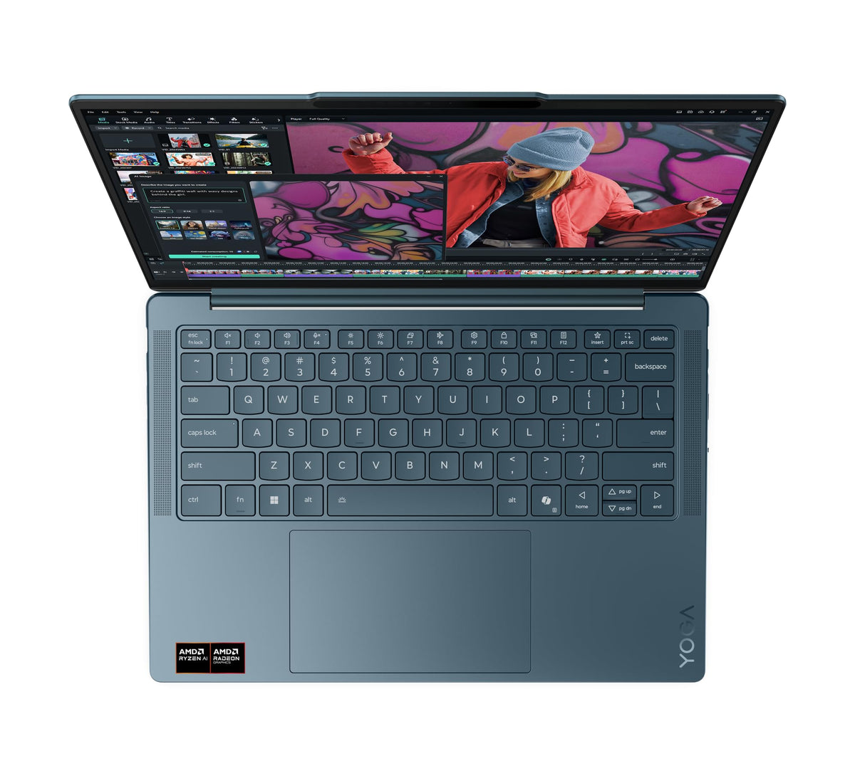 Lenovo Yoga Slim 7 AMD Ryzen AI 7 350, Copilot+ AI PC(32GB RAM/1TB SSD/14"(35.5cm)WUXGA OLED/AI Now/50 TOPS/Windows 11/Office Home 2024/Backlit Keyboard/1Yr ADP Free/Teal/1.19Kg), 83JY000UIN AI Laptop 